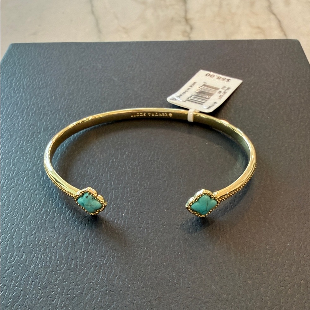 Kendra Scott Gold Open Cuff Bracelet with Turquoise Accents